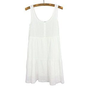 Mittoshop Womens White Babydoll Dress Size Small Sleeveless Cotton Lined
